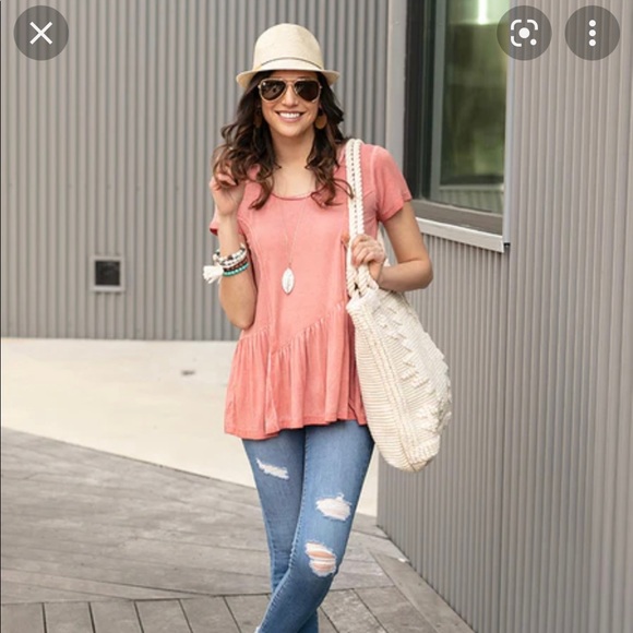 Grace & Lace Tops - Grace and Lace Fable Peplum T - never worn!  Size small